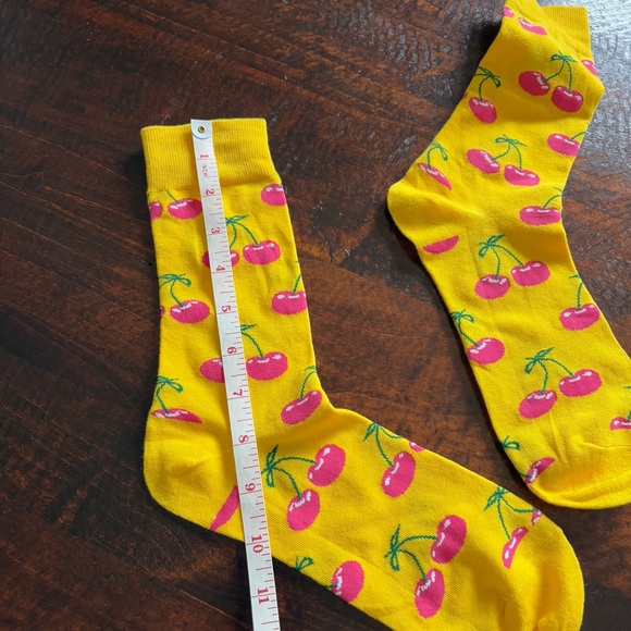 ⭐️Free w/Purchase! Cherry Novelty Socks Yellow Pink - Picture 4 of 5